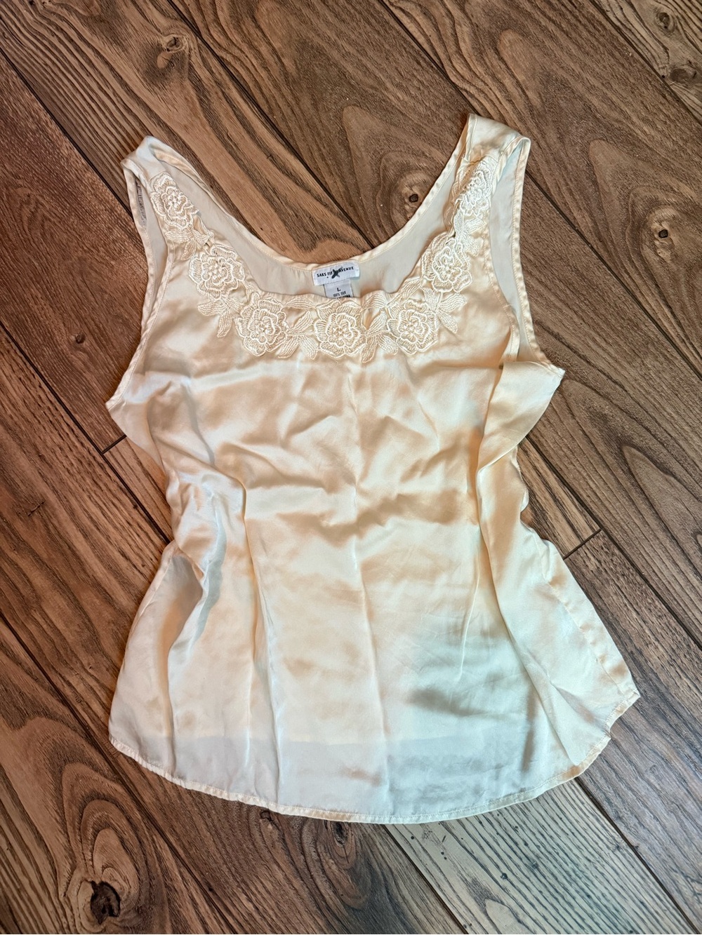 Saks Fifth Avenue Cream Satin Lace-Trim Camisole